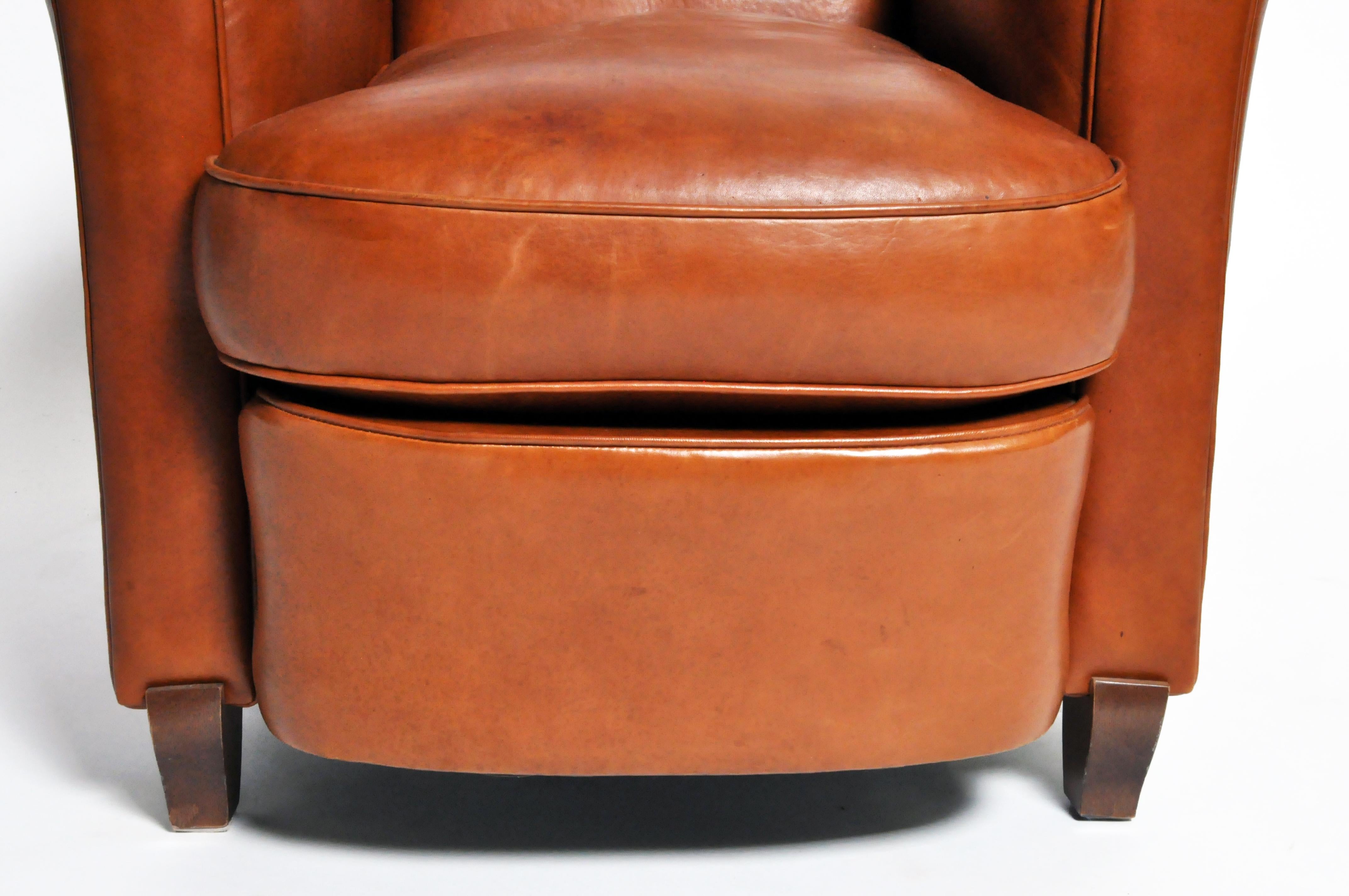 Art Deco French Leather Armchair, circa 1940 1