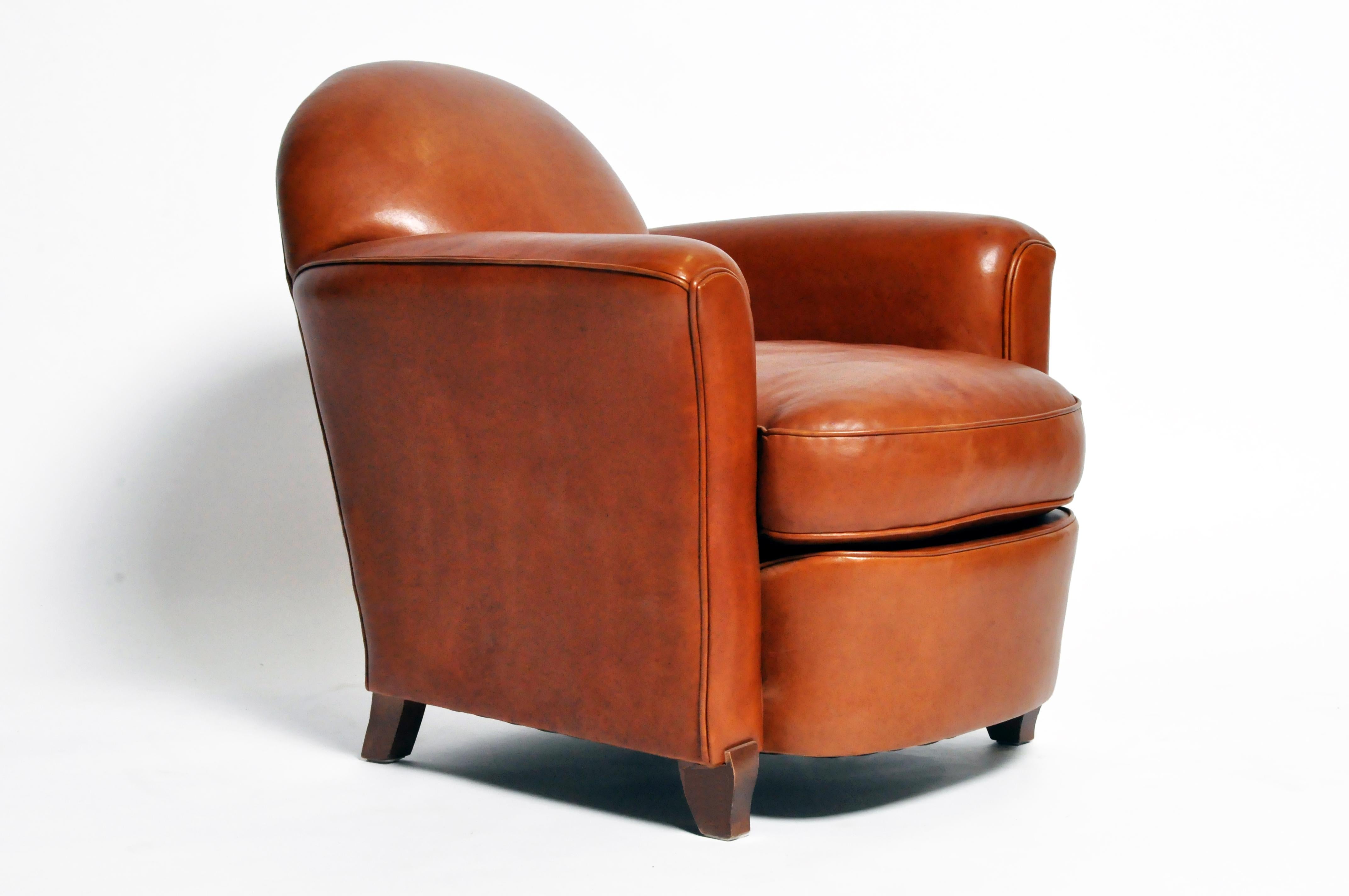 Art Deco French Leather Armchair, circa 1940 2