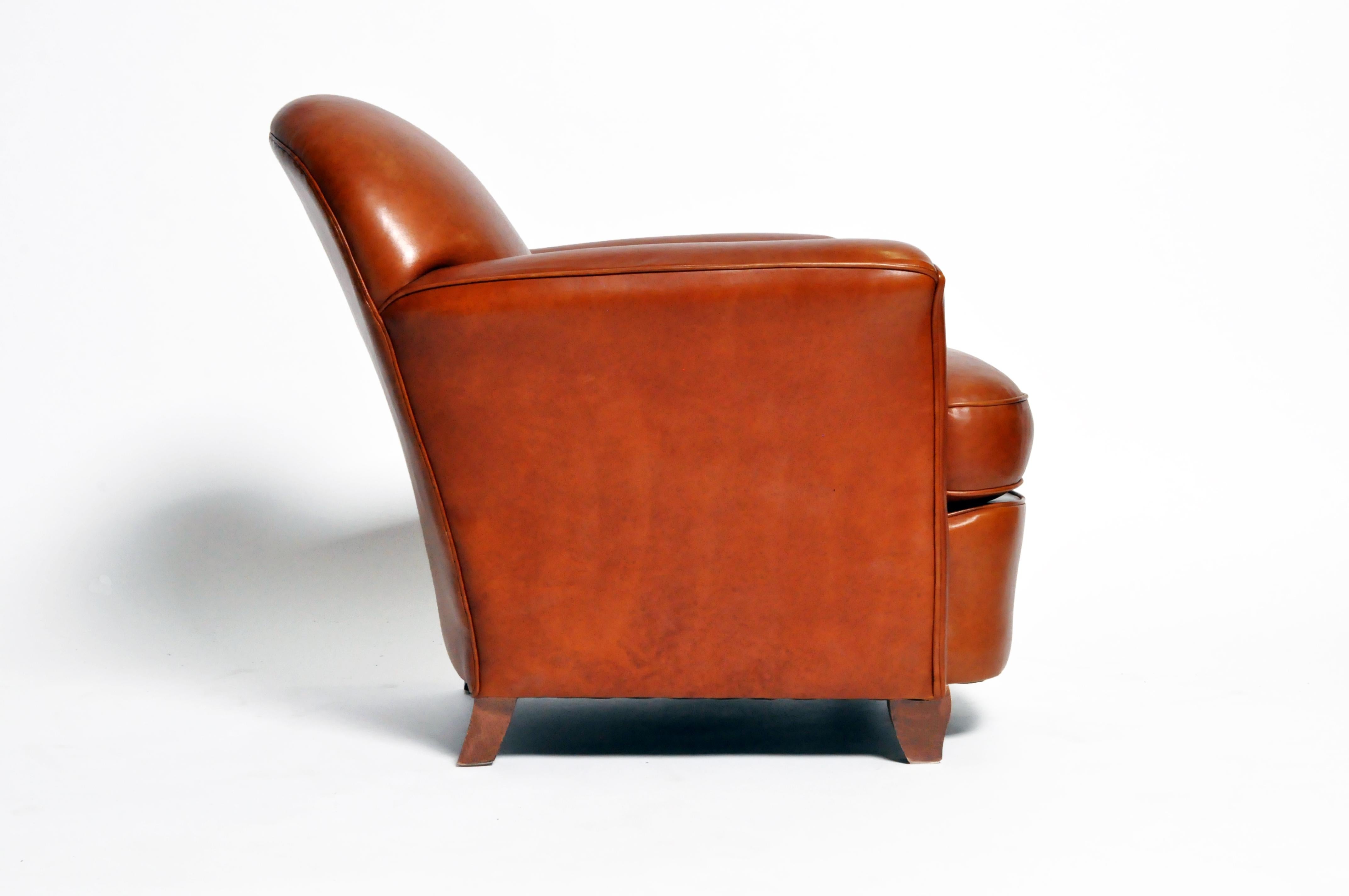 Art Deco French Leather Armchair, circa 1940 3