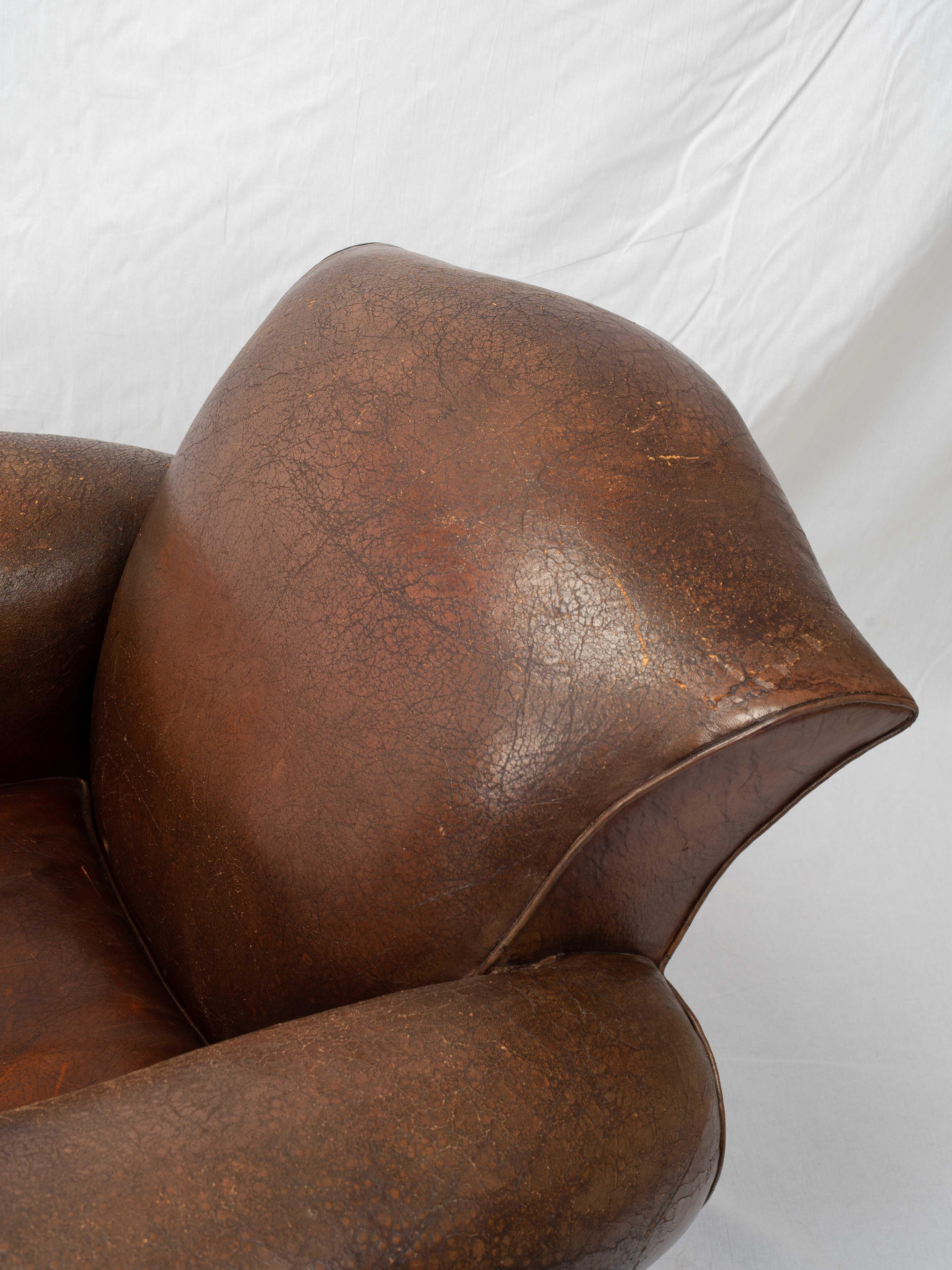 Art Deco French Leather Club Chair For Sale 8