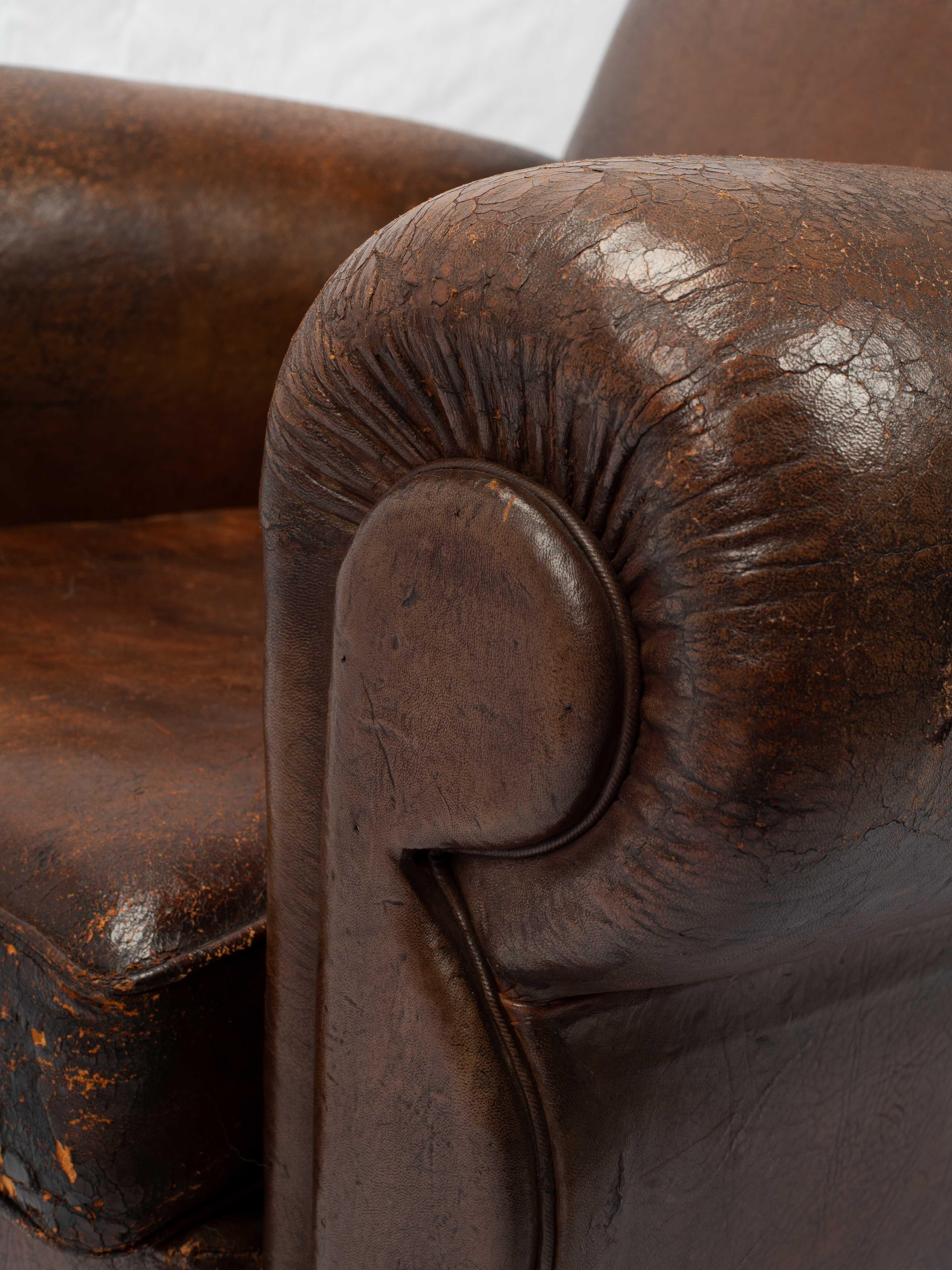 Art Deco French Leather Club Chair For Sale 10