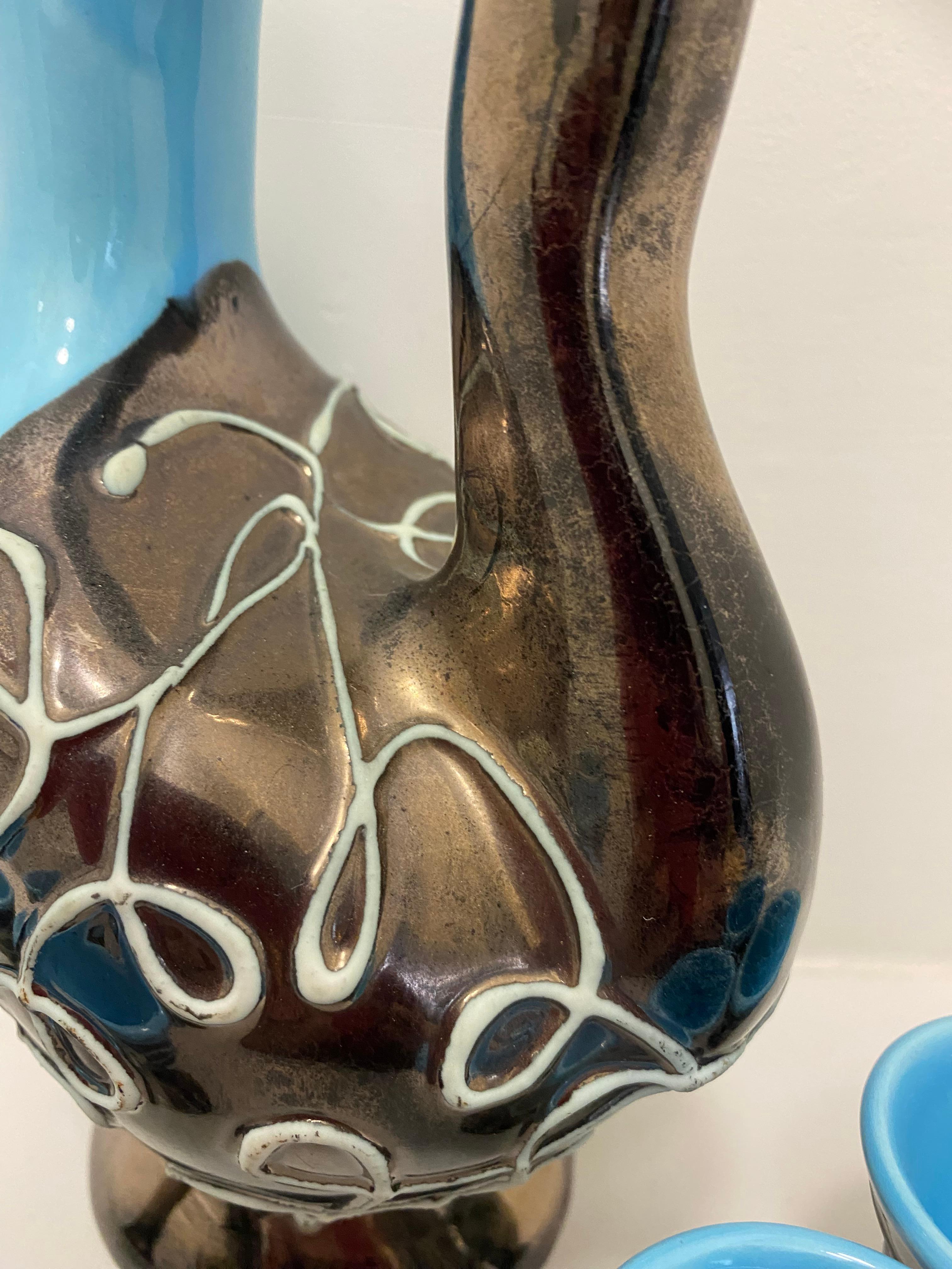 Metà XX secolo Set di liquori francesi Art Déco di Vallauris in vendita