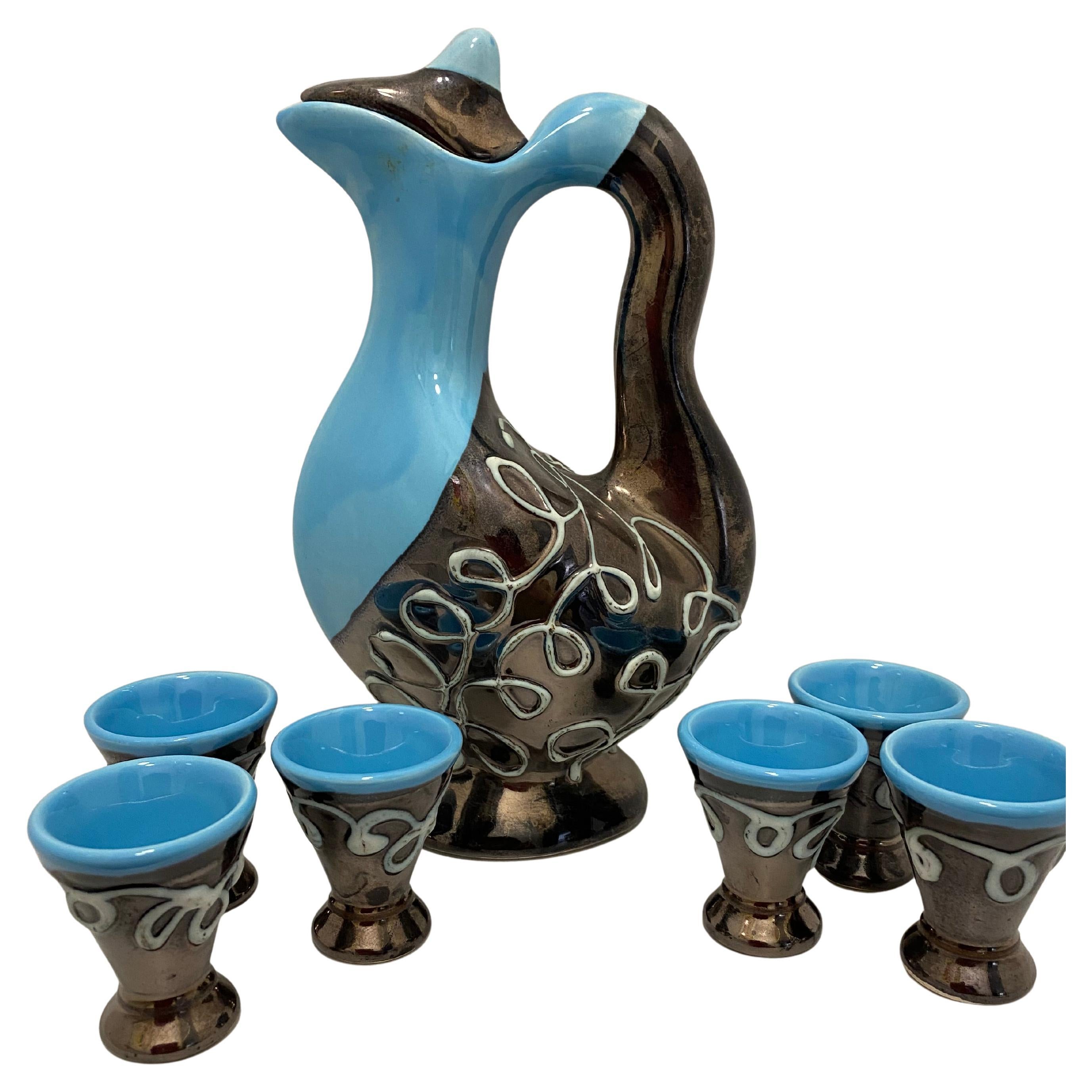 Art Deco French Liqueur Set by Vallauris