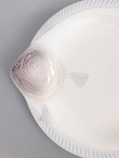 Art Deco French Longwy Majolica Fish Plate, Circa 1930