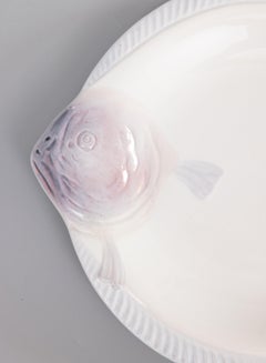 Art Deco French Longwy Majolica Fish Plate, Circa 1930