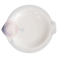 Assiette à poisson Art Déco en majolique de Longwy, Circa 1930