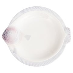 Assiette à poisson Art Déco en majolique de Longwy, Circa 1930