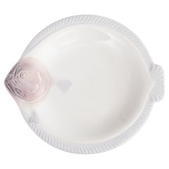 Assiette à poisson Art Déco en majolique de Longwy, Circa 1930