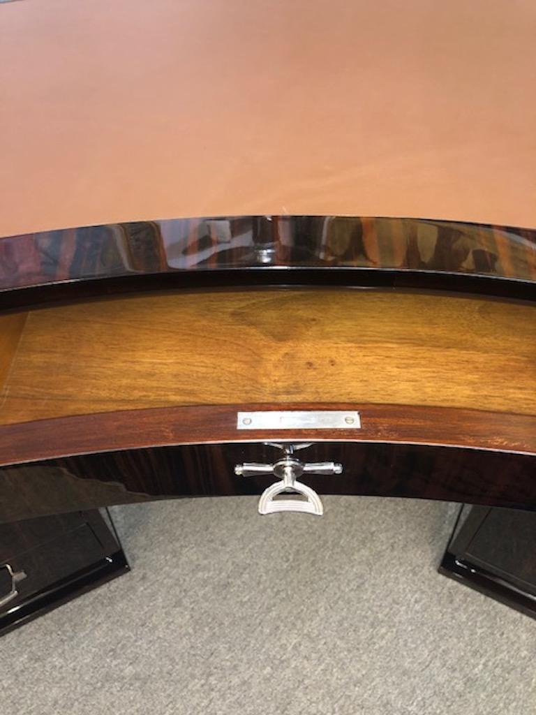 Leather Art Deco French Macassar Desk