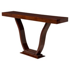 Table console Art Déco française en forme d'ébène de Macassar