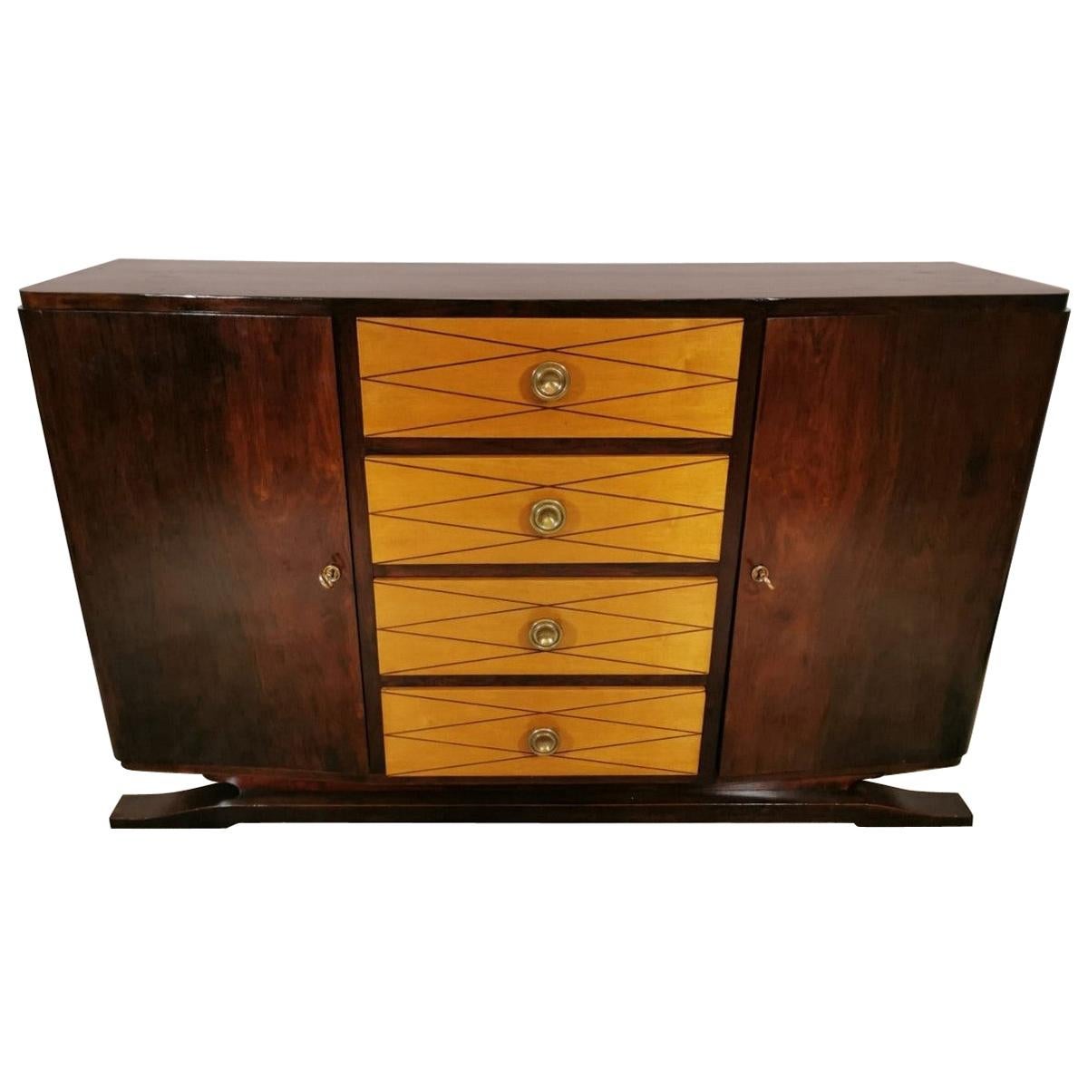 Art Deco French Mahogany and Birch Sideboard, 1920
