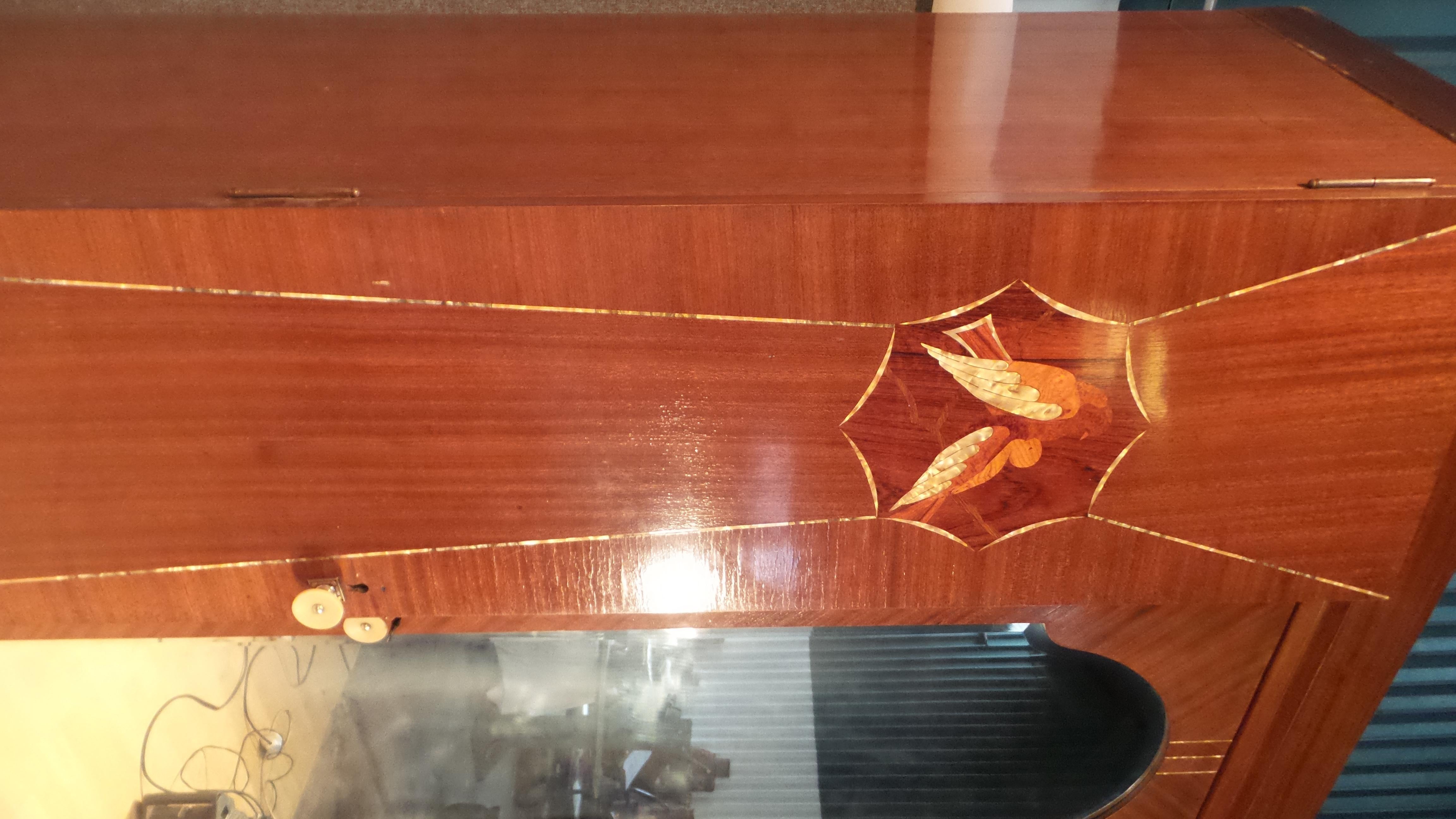 Art Deco French Mahogany Double Mirrored Wardrobe Inlaid, circa 1930 For Sale 6