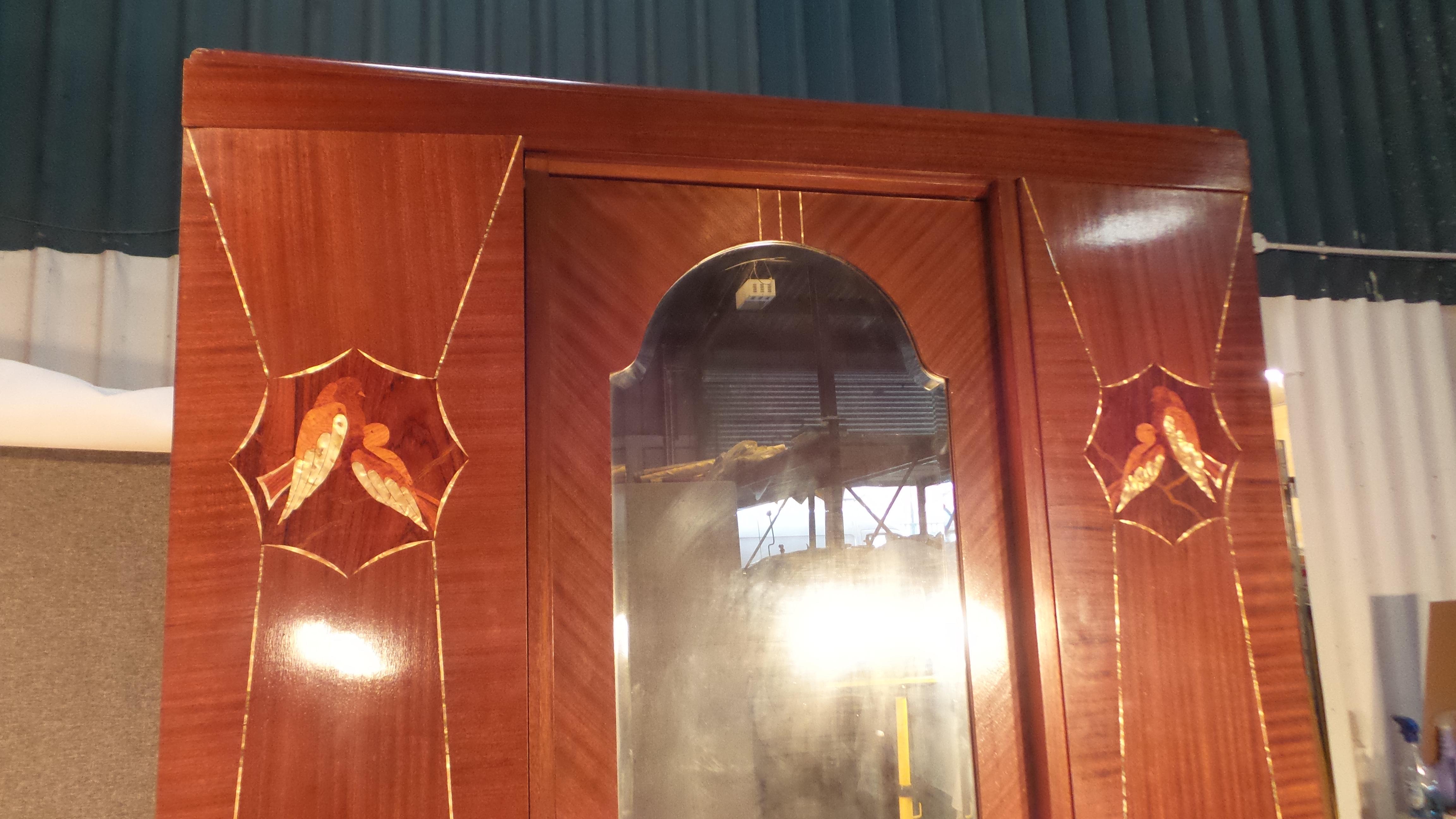 Art Deco French Mahogany Double Mirrored Wardrobe Inlaid, circa 1930 For Sale 9