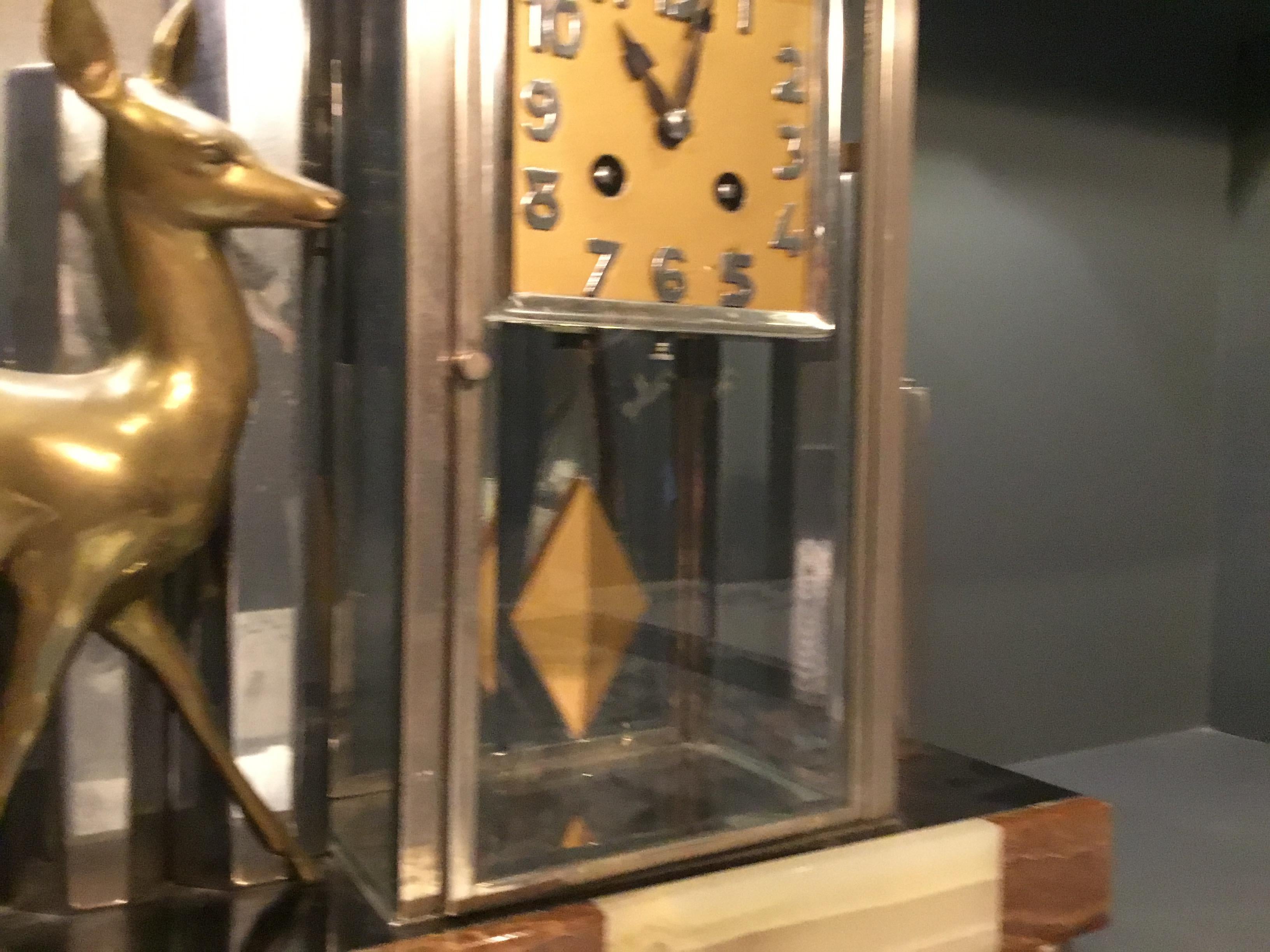 Brass Art Deco French Mantel Clock