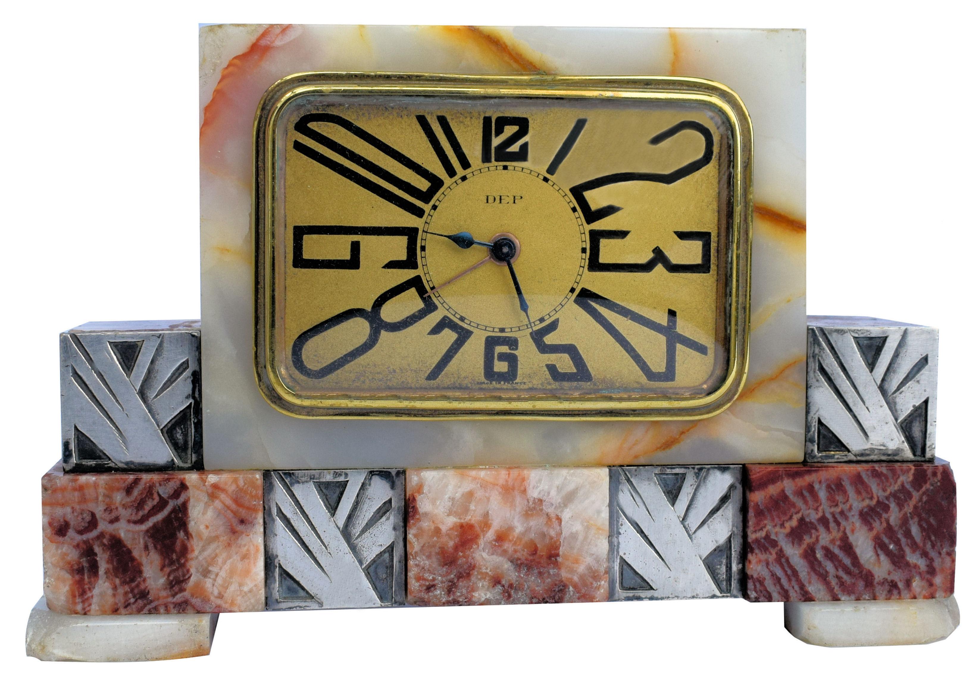 20th Century Art Deco French Marble Clock by Dep, circa 1930s