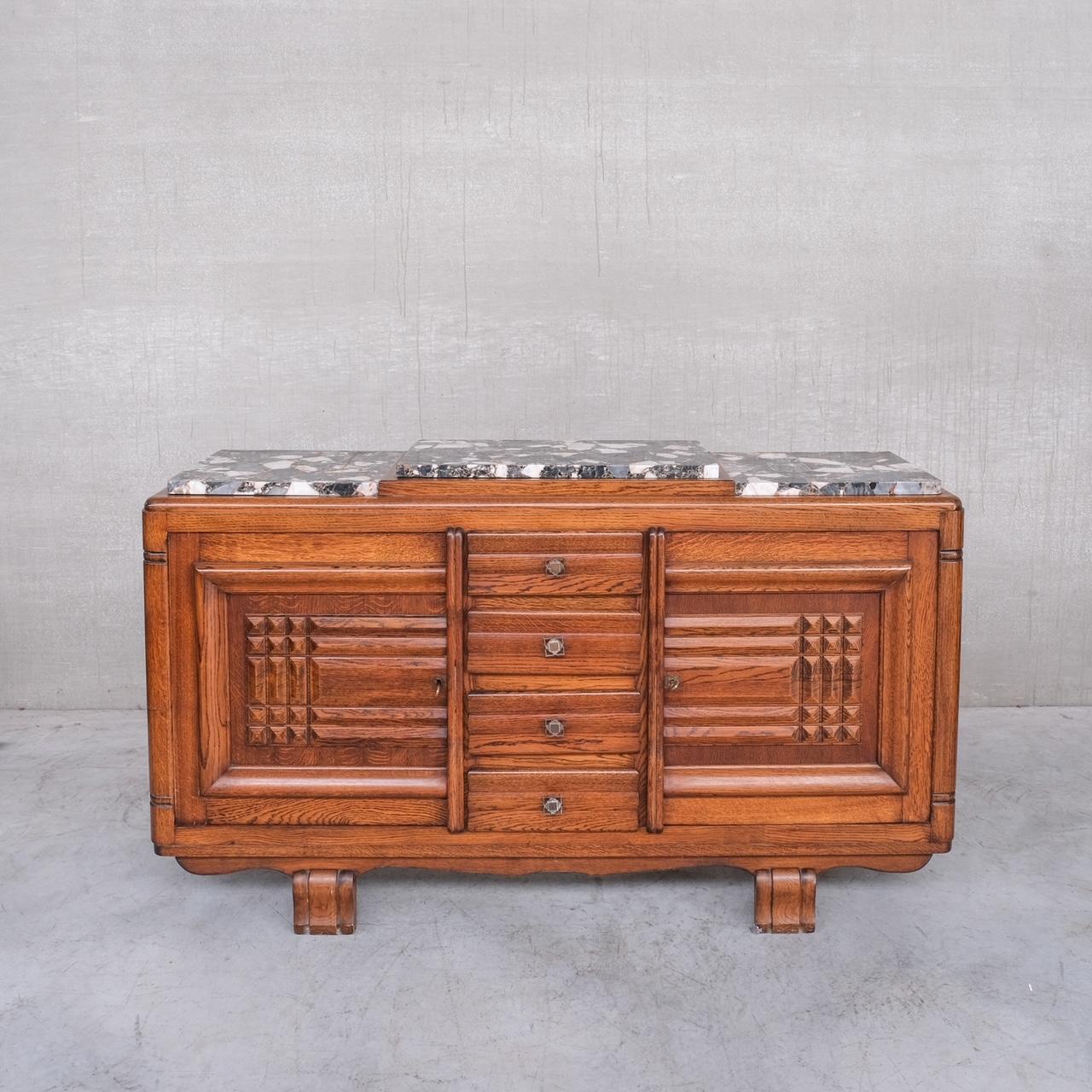 Mid-Century moderno Credenza o credenza francese in marmo Art Déco in vendita