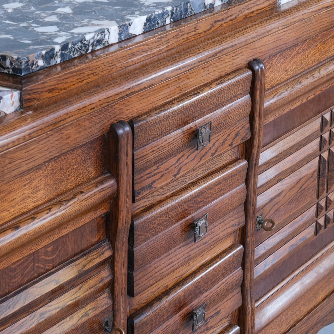 Art Deco French Marble Credenza or Sideboard For Sale 2