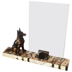 Art Deco French Marble Photo Picture Frame with Alsatian Dog