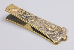 Art Deco French Max Leverrier Bronze Hunting Scene Desk Paper Clip, circa 1930