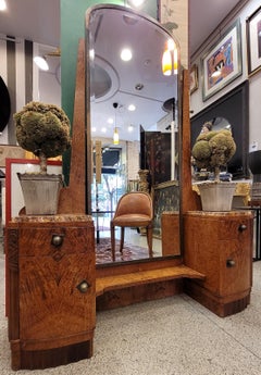 Art Deco French Mercier Fréres Dressing Table, Vanity Table, Wood Marble