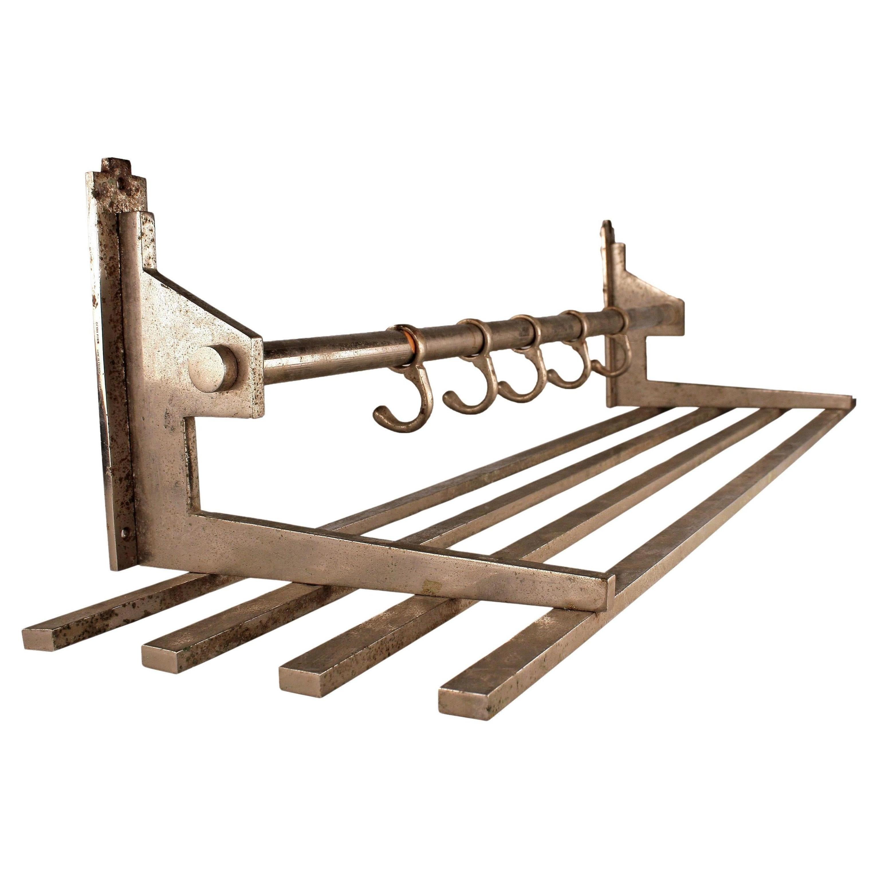 Art Déco French Metal Brass Wall Coat Hanger/Rack Designed by La Maison Desny For Sale