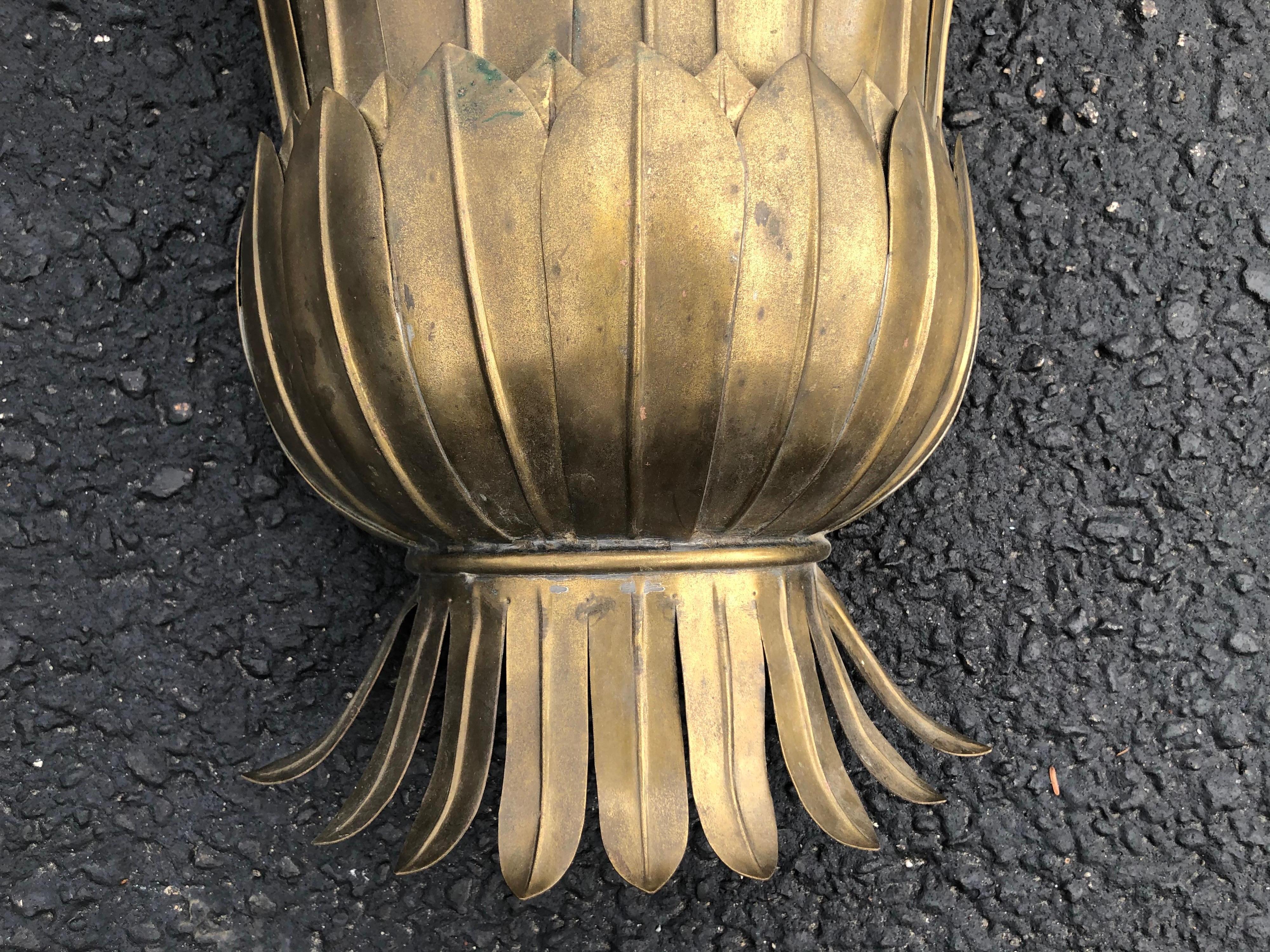 Art Deco French Metal Flower Leaf Wall Sconce For Sale 2
