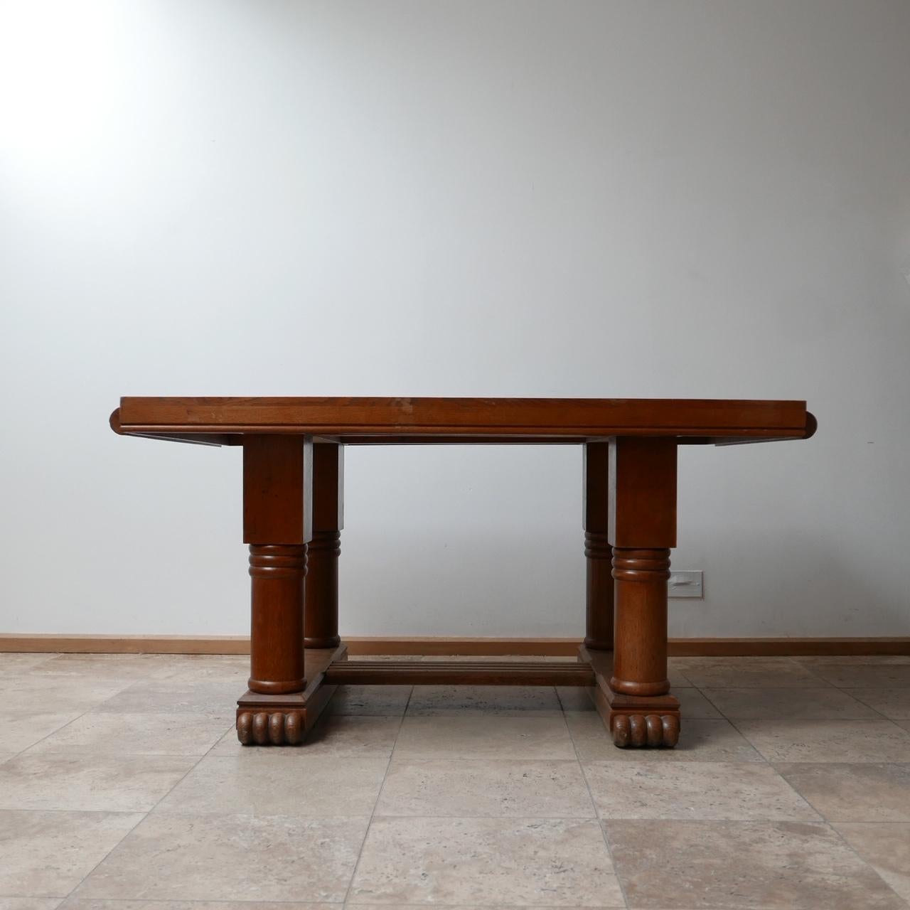 Art Deco French Midcentury Oak Dining Table 6