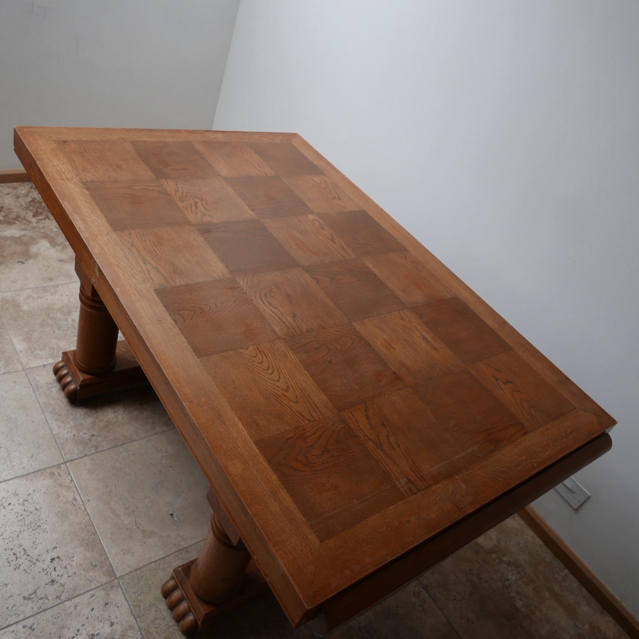 Art Deco French Midcentury Oak Dining Table 3