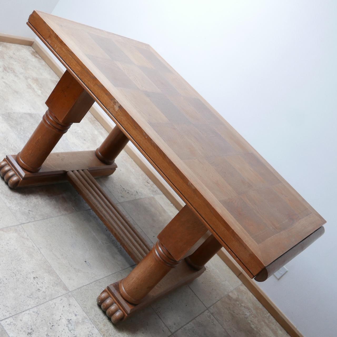 Art Deco French Midcentury Oak Dining Table 5