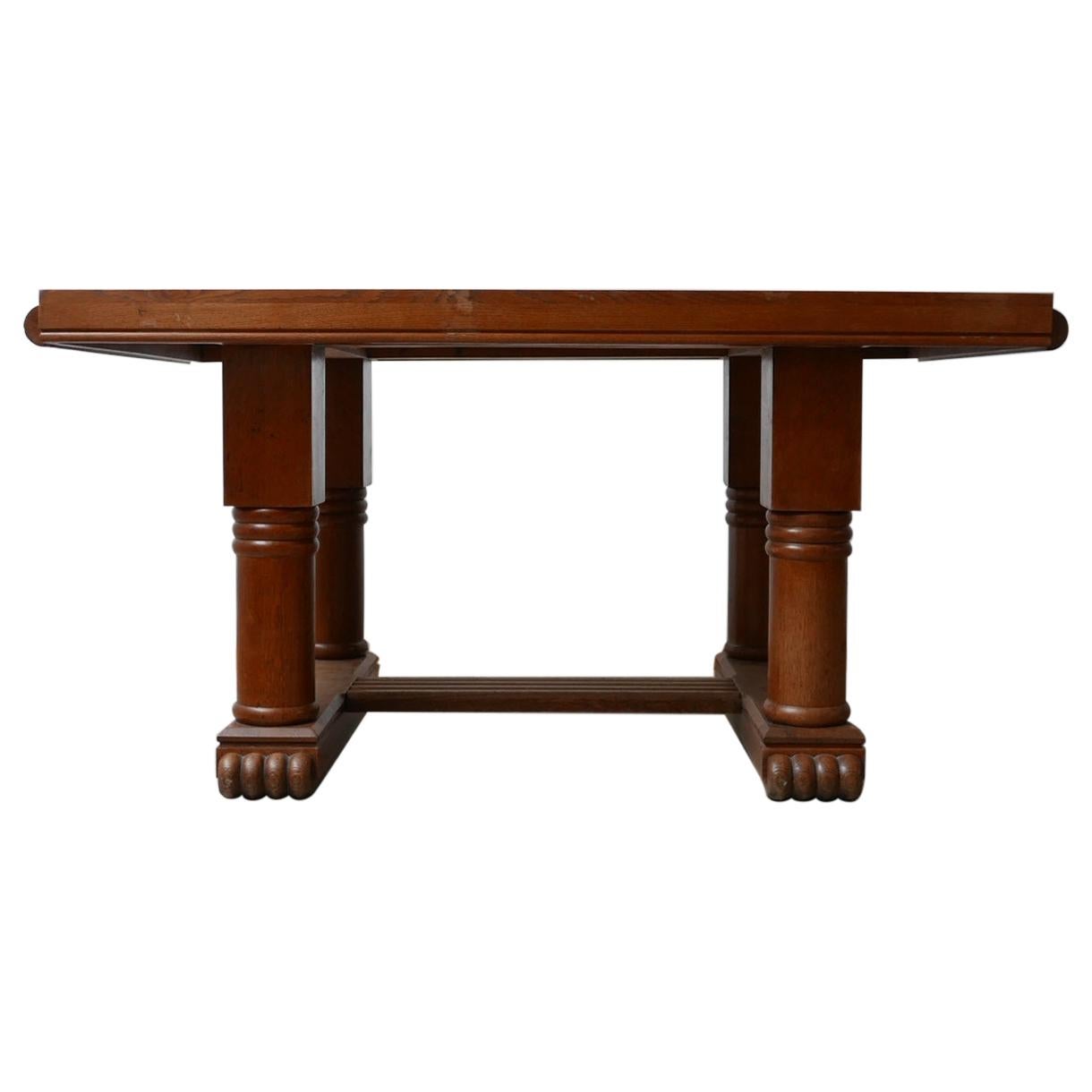 Art Deco French Midcentury Oak Dining Table
