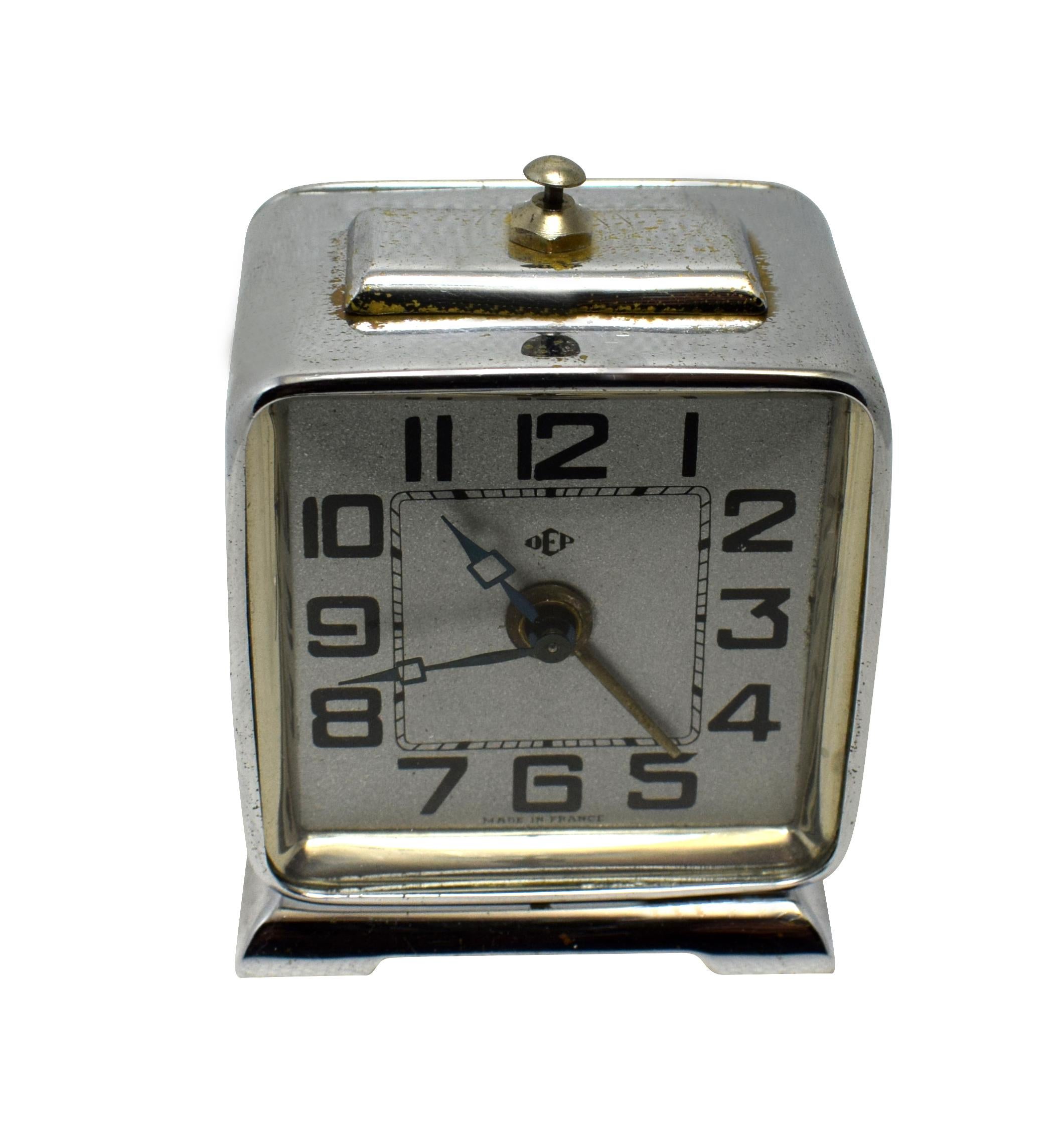 20th Century Art Deco French Miniature Alarm Clock by Dep, circa 1930