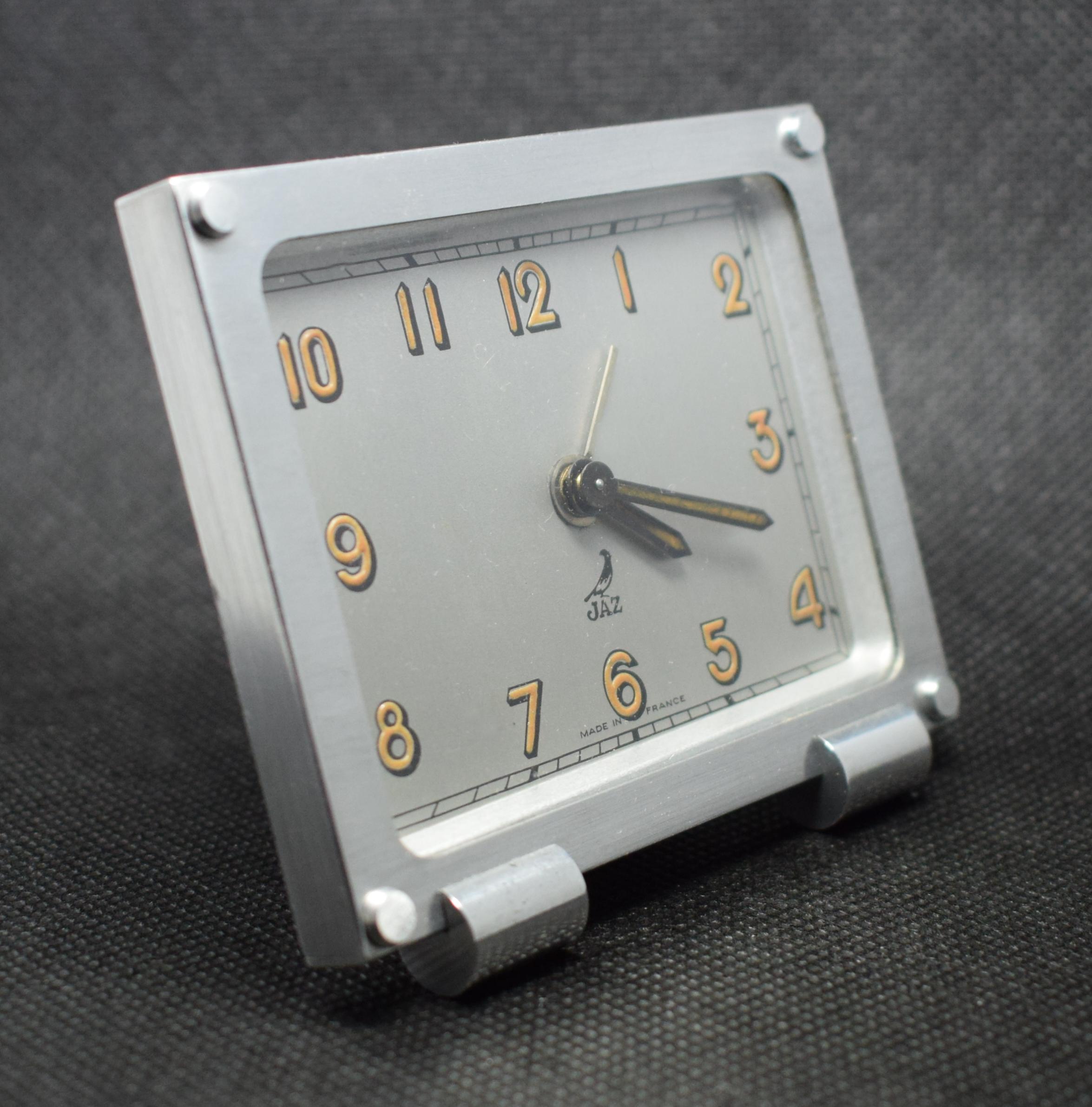 20th Century Art Deco French Miniature Alarm Clock by JAZ, circa 1930
