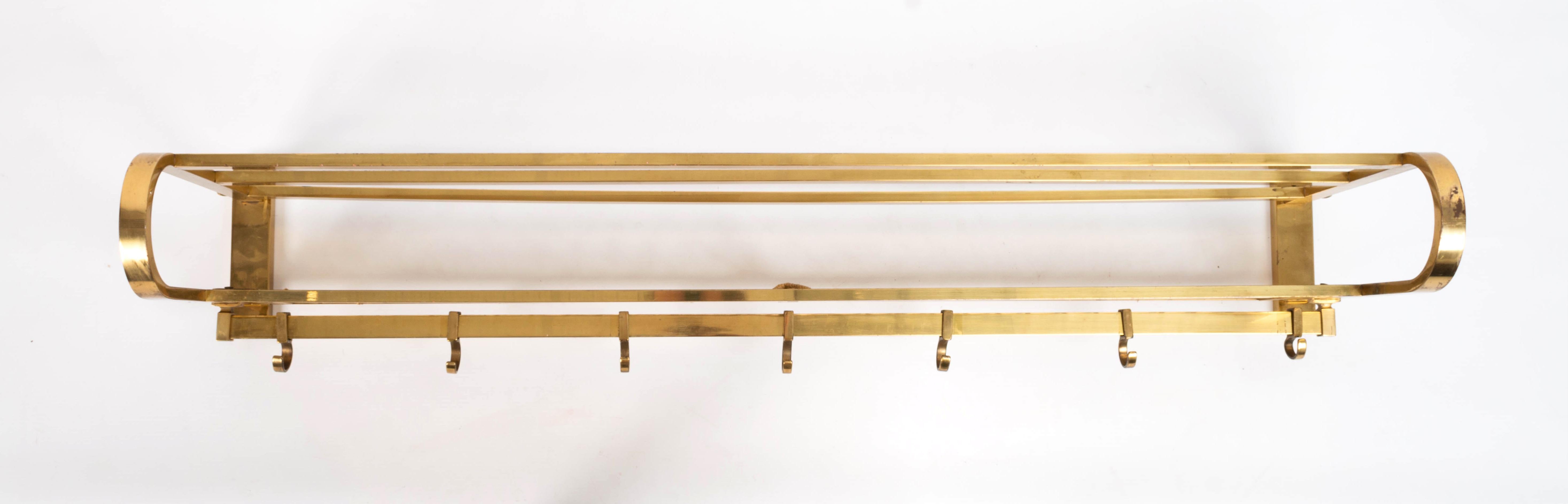 20th Century Art Deco French Modernist Brass Coat Rack & Rail La Maison Desny C.1920 For Sale