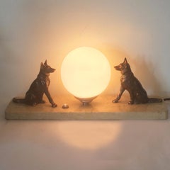 Art Deco French Mood Lamp German Shepherd Alsatian Dog