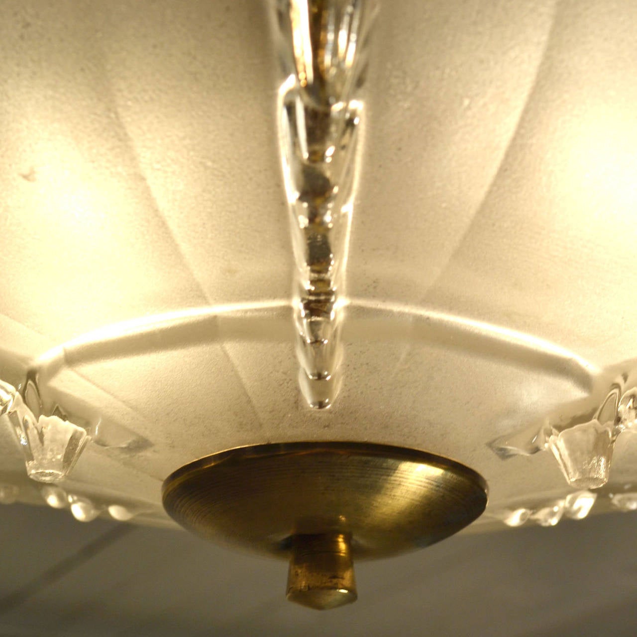 Blown Glass Art Deco French Glass Flush Mount Pendant Lamp