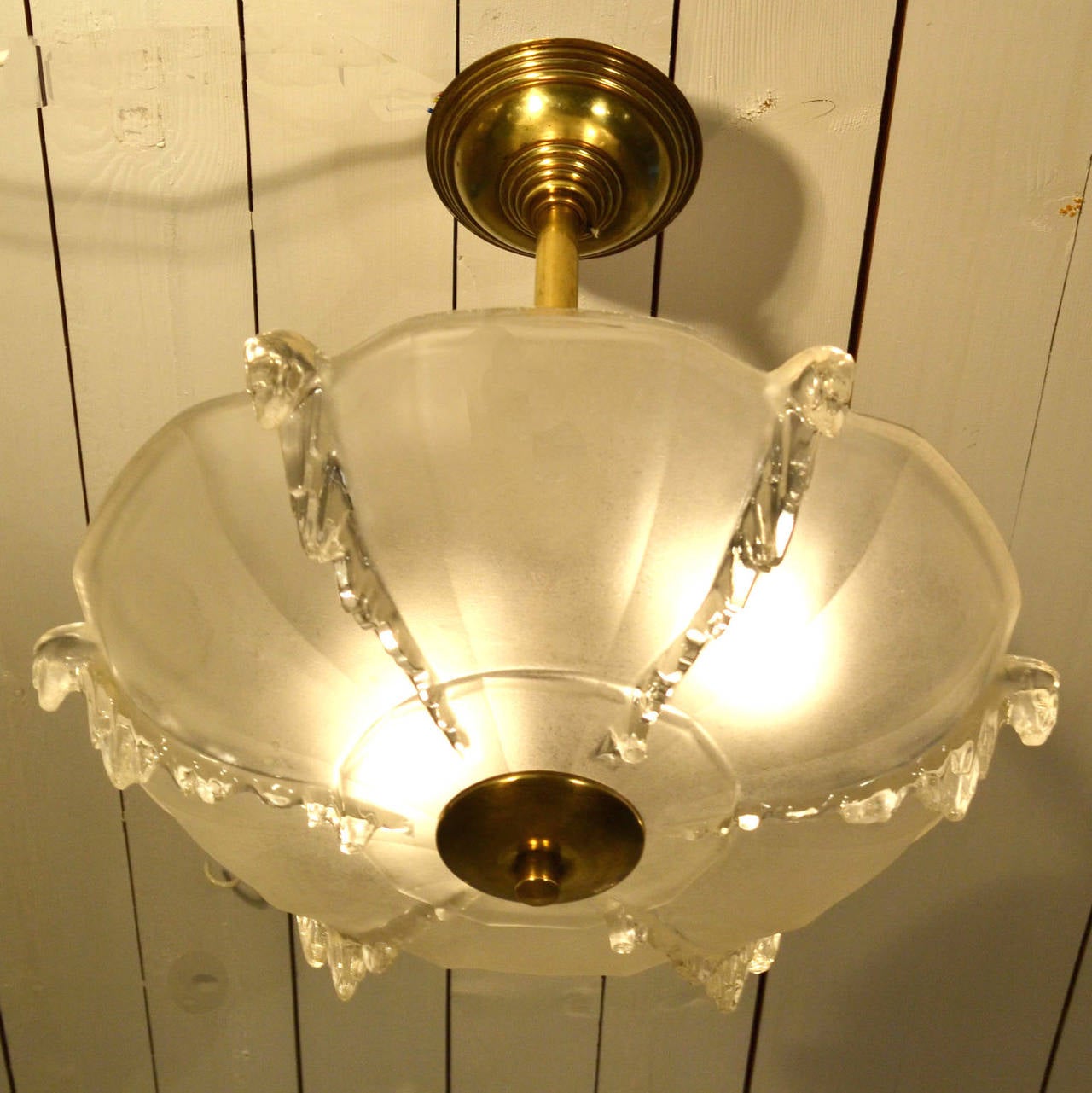 Art Deco French Glass Flush Mount Pendant Lamp 4