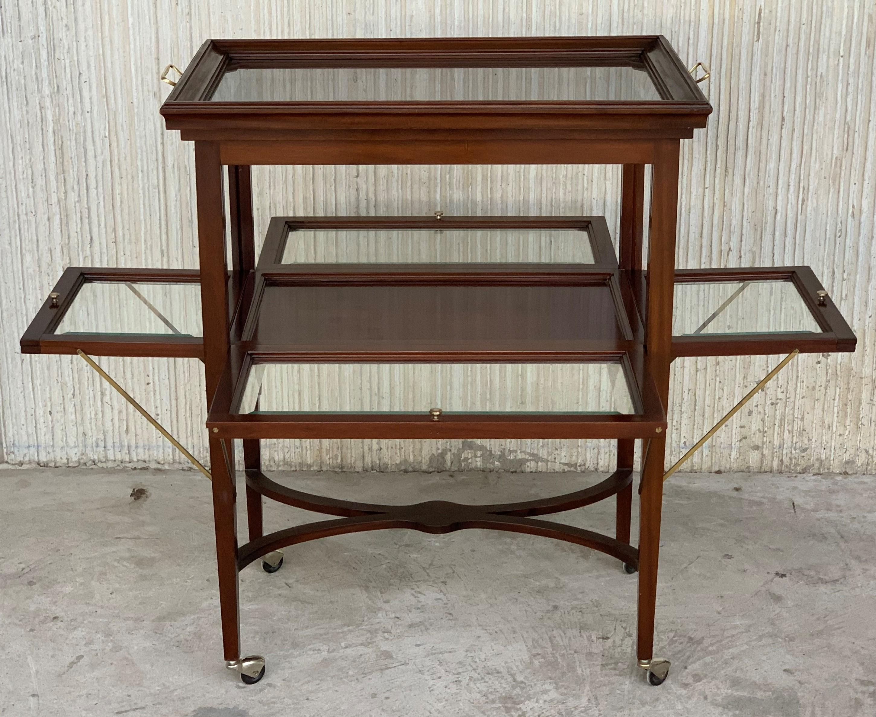 Art Decó French Neoclassical Mahogany Showcase Tea Table or Serving Table, 1920s 2
