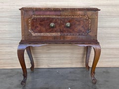 Art Deco French Nightstands with doors and Marble Top, 1930s, Set of 2