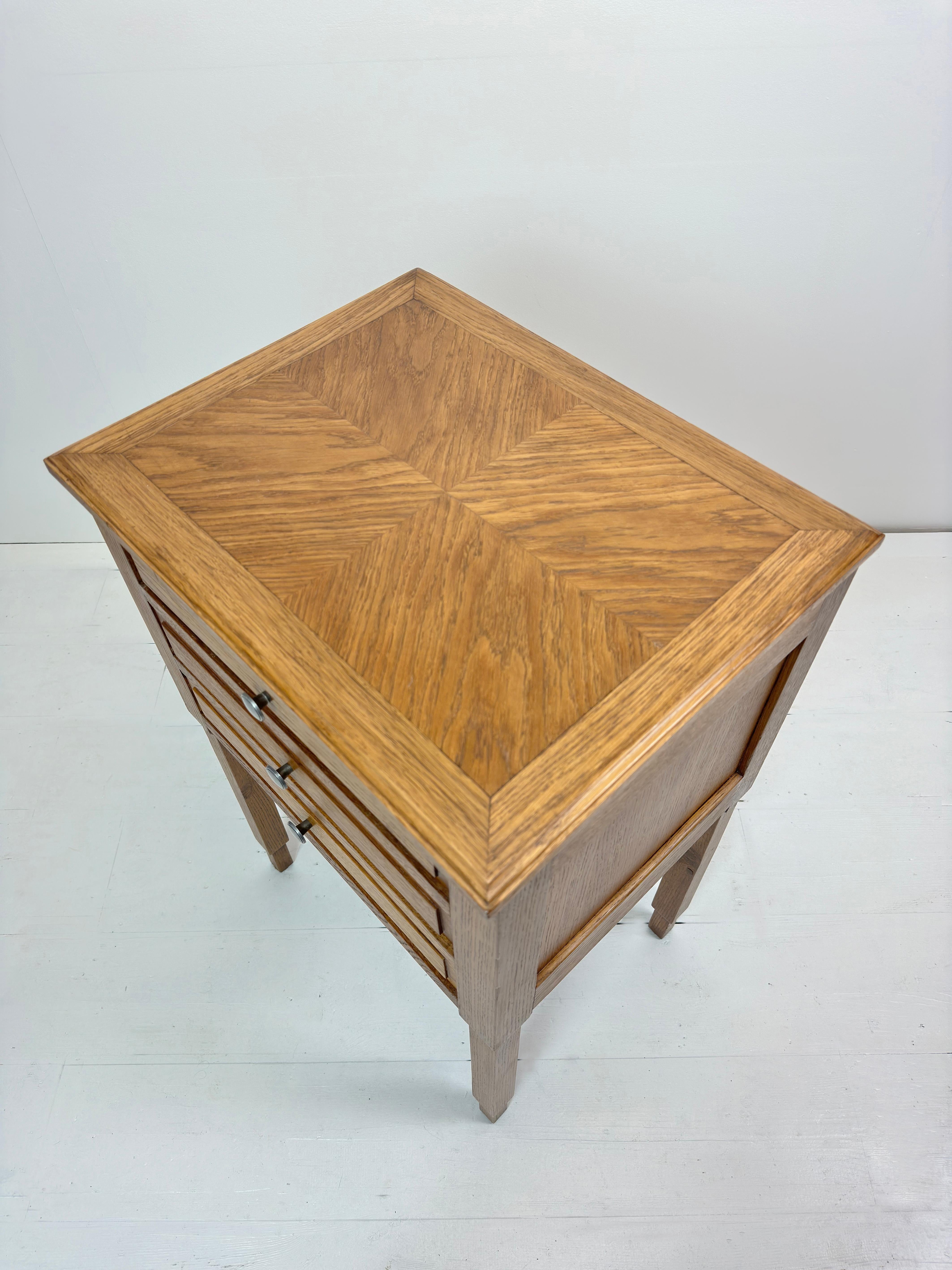 Art Deco French Oak Parquetry Top Night Stand, France c.1930's For Sale 6