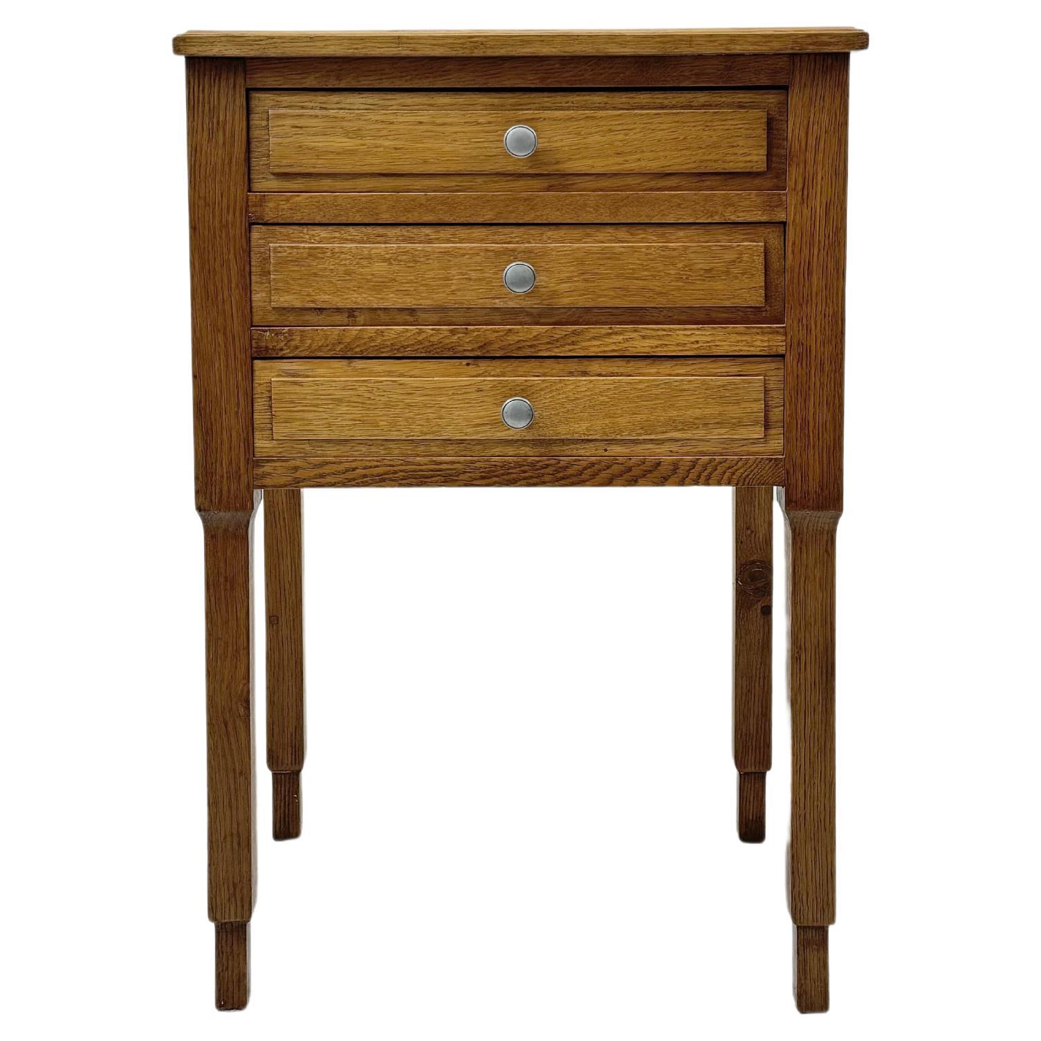 Art Deco French Oak Parquetry Top Night Stand, France c.1930's For Sale