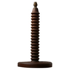 Art Deco French Oak Table Lamp in Manner of Charles Dudouyt