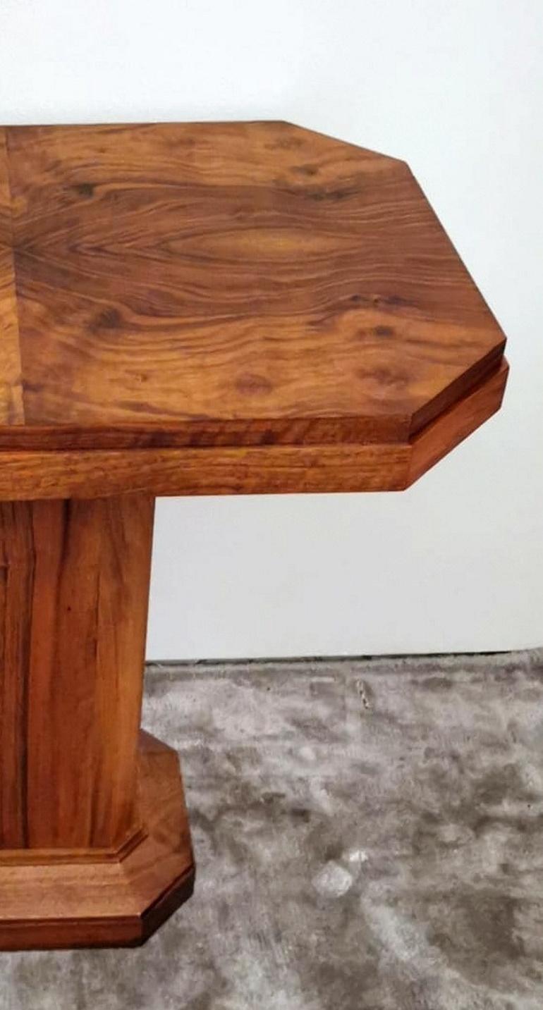 Art Deco French Octagonal Occasional Coffee Table in Light European Walnut 6