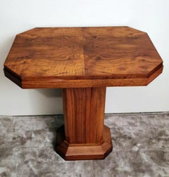 Art Deco French Octagonal Occasional Coffee Table in Light European Walnut