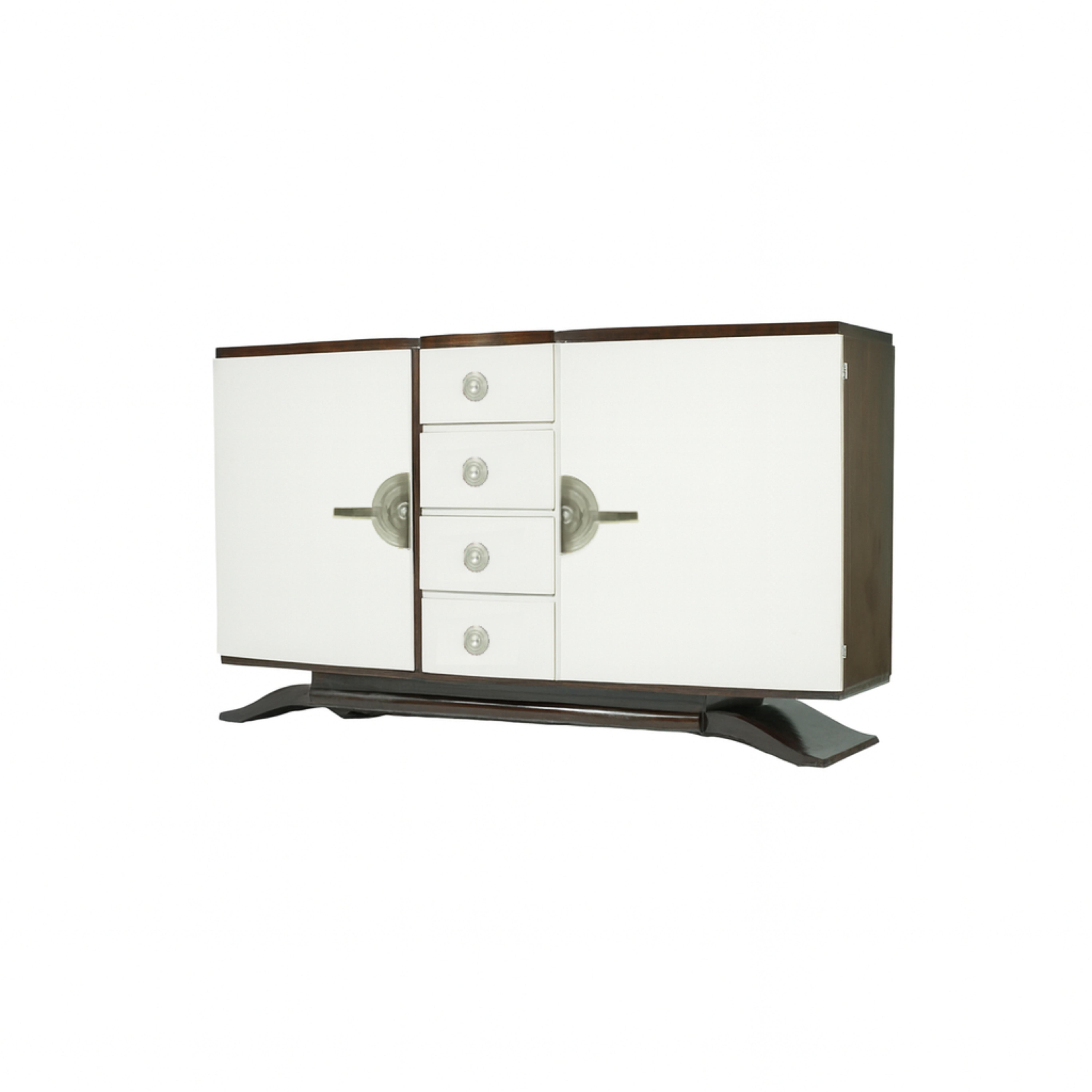 Ottone Credenza francese Art Deco in noce bianco sporco, 20° secolo in vendita