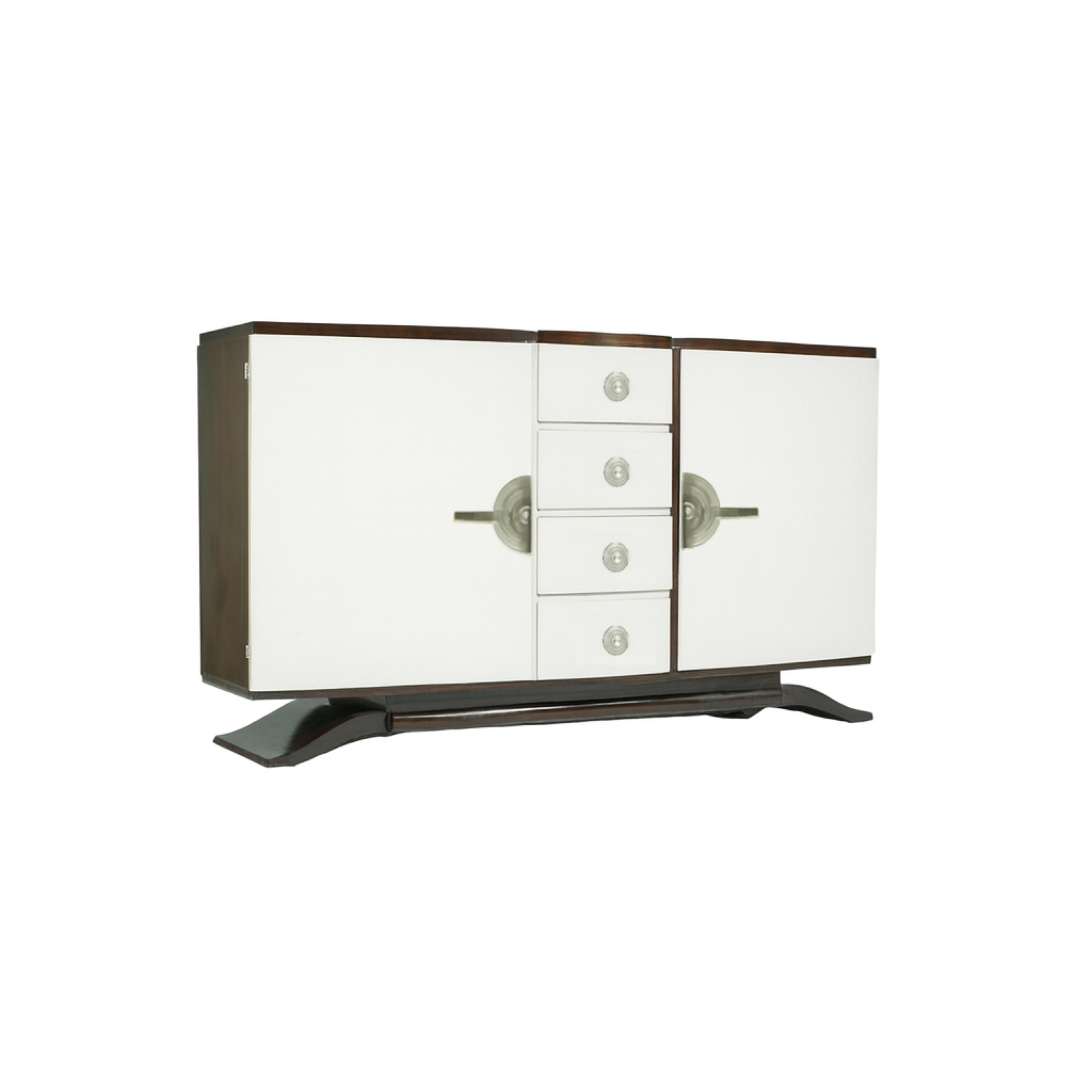 Credenza francese Art Deco in noce bianco sporco, 20° secolo in vendita 1