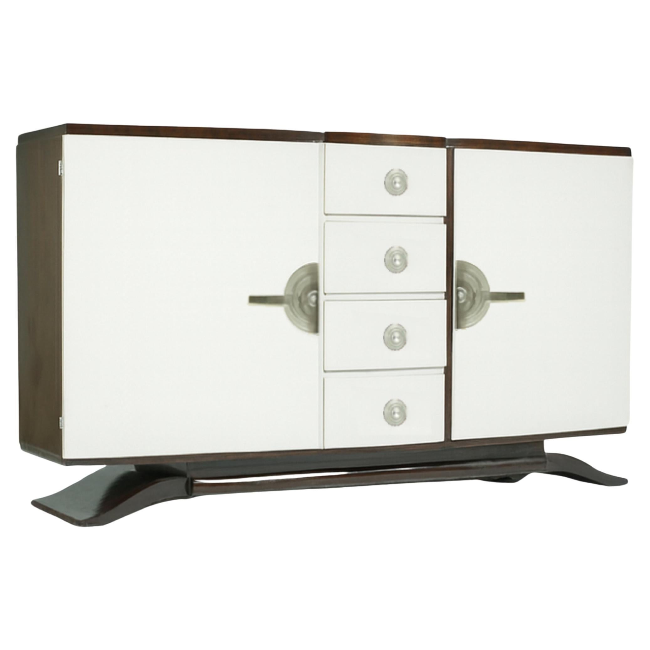 Credenza francese Art Deco in noce bianco sporco, 20° secolo