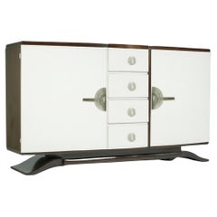 Credenza francese Art Deco in noce bianco sporco, 20° secolo
