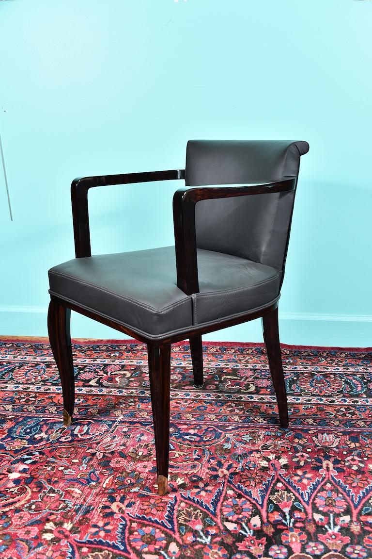 Art Deco French Office Chair in Macassar Wood In Excellent Condition For Sale In Houston, TX