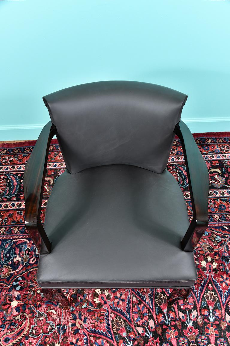 Art Deco French Office Chair in Macassar Wood For Sale 4