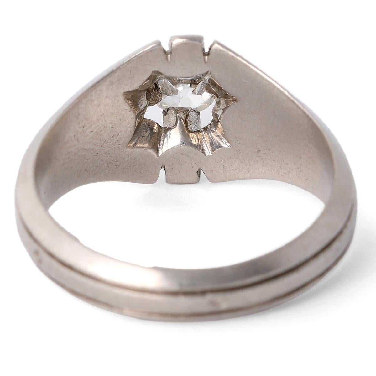 Art Deco French Old Mine Cut Diamond Platinum Ring 1